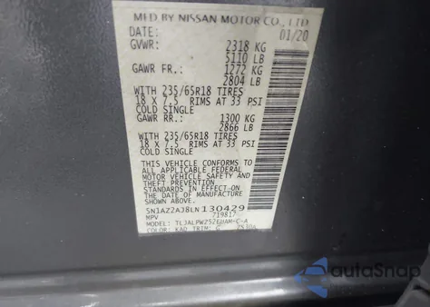 2020 Nissan Murano S Fwd from USA, damaged, VIN 5N1AZ2AJ8LN130429